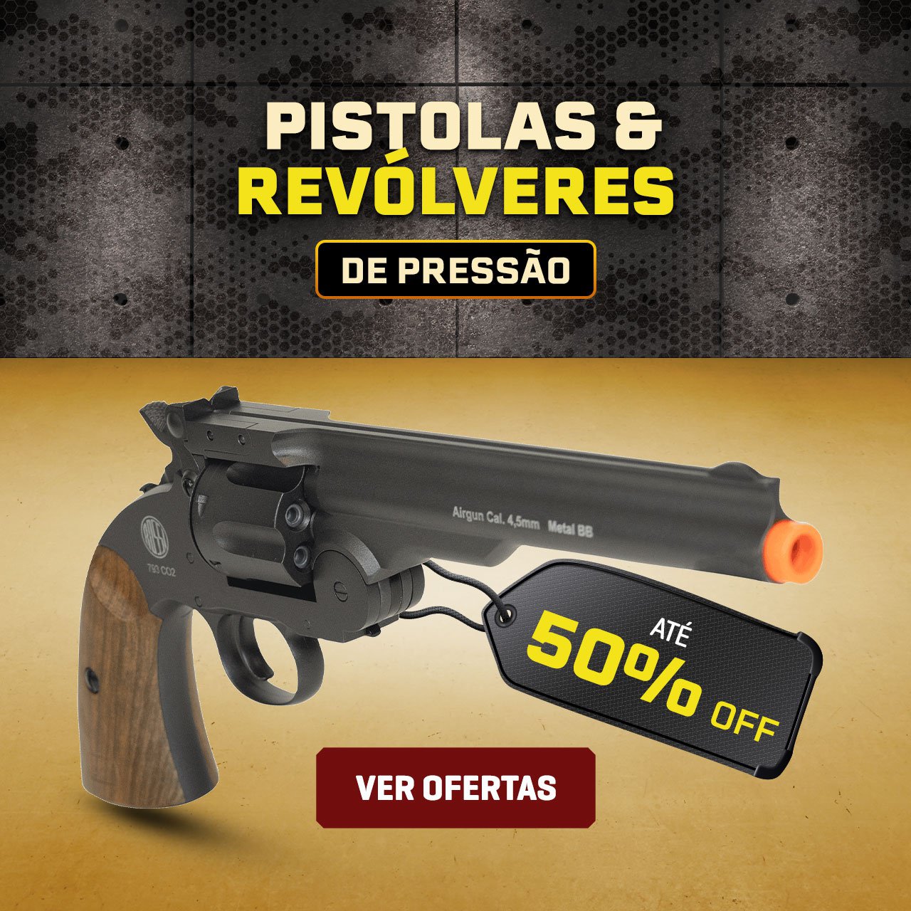 Pistolas & Revolveres de Pressão - Até 50% OFF