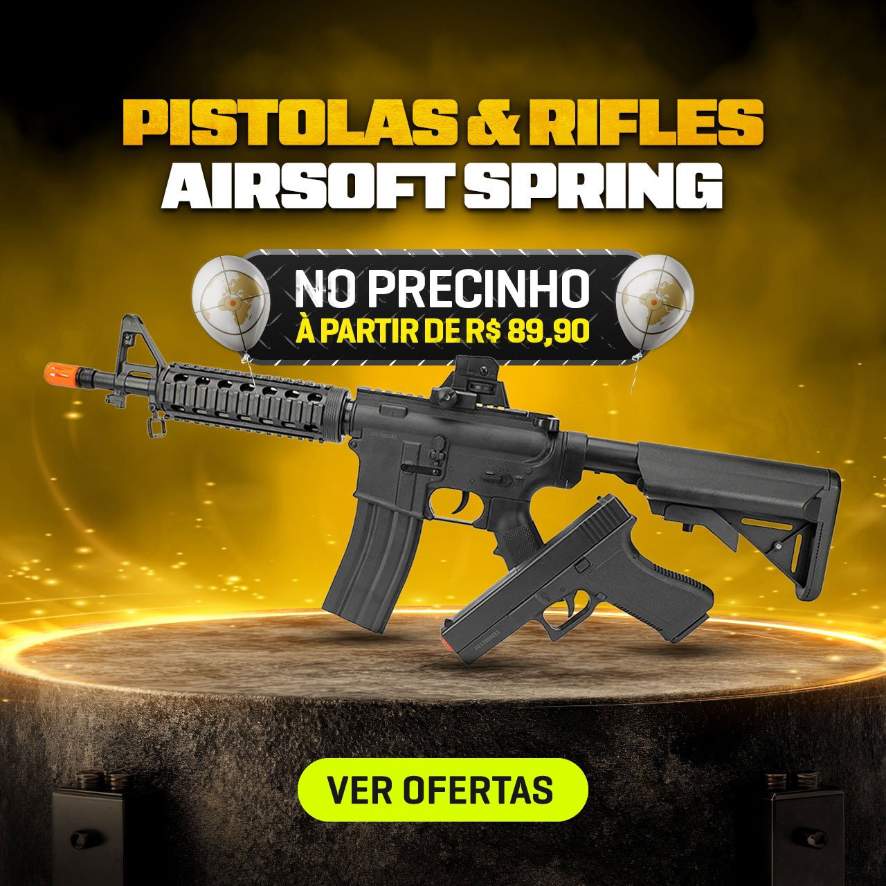 PISTOLAS & RIFLES AIRSOFT SPRING - No precinho à partir de R$ 89,90