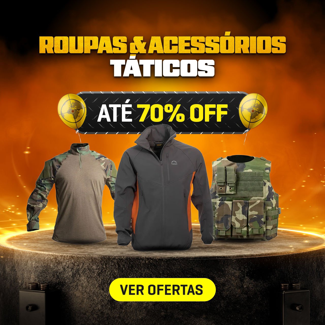 Roupas & Acessórios Táticos - Até 70% OFF