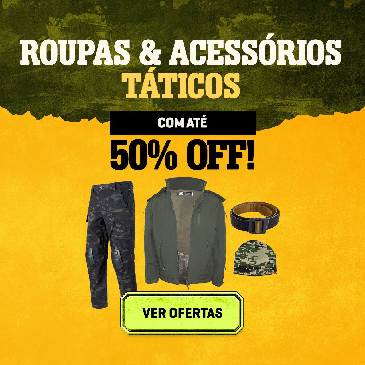 Roupas e Acessórios Táticos - Até 50% OFF