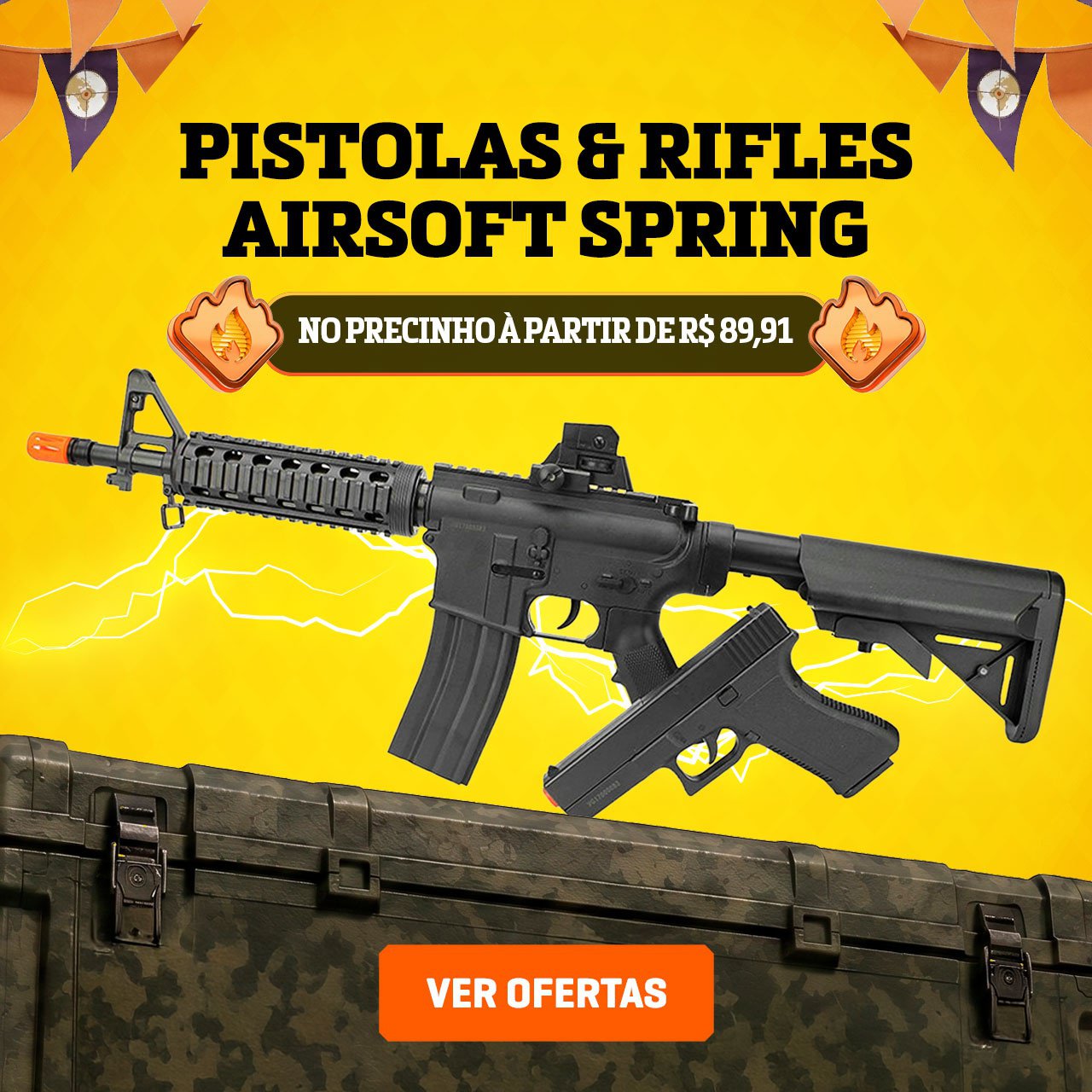 PISTOLAS & RIFLES AIRSOFT SPRING - No precinho à partir de R$ 89,91
