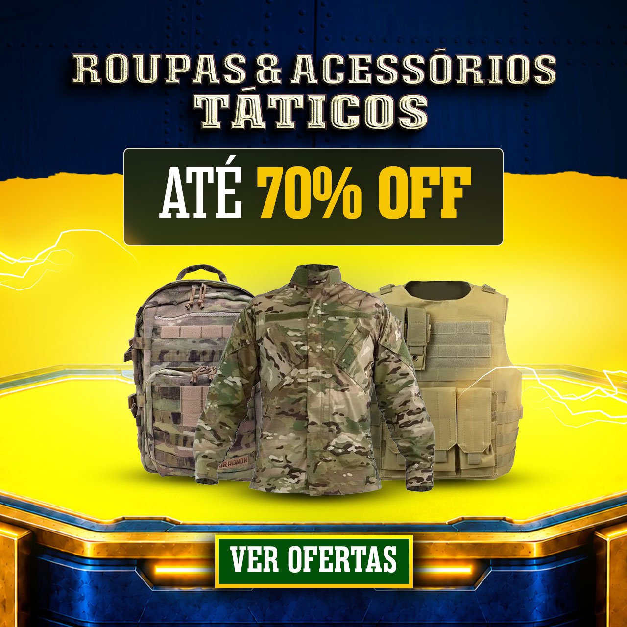 Roupas & Acessórios Táticos - Até 70% OFF