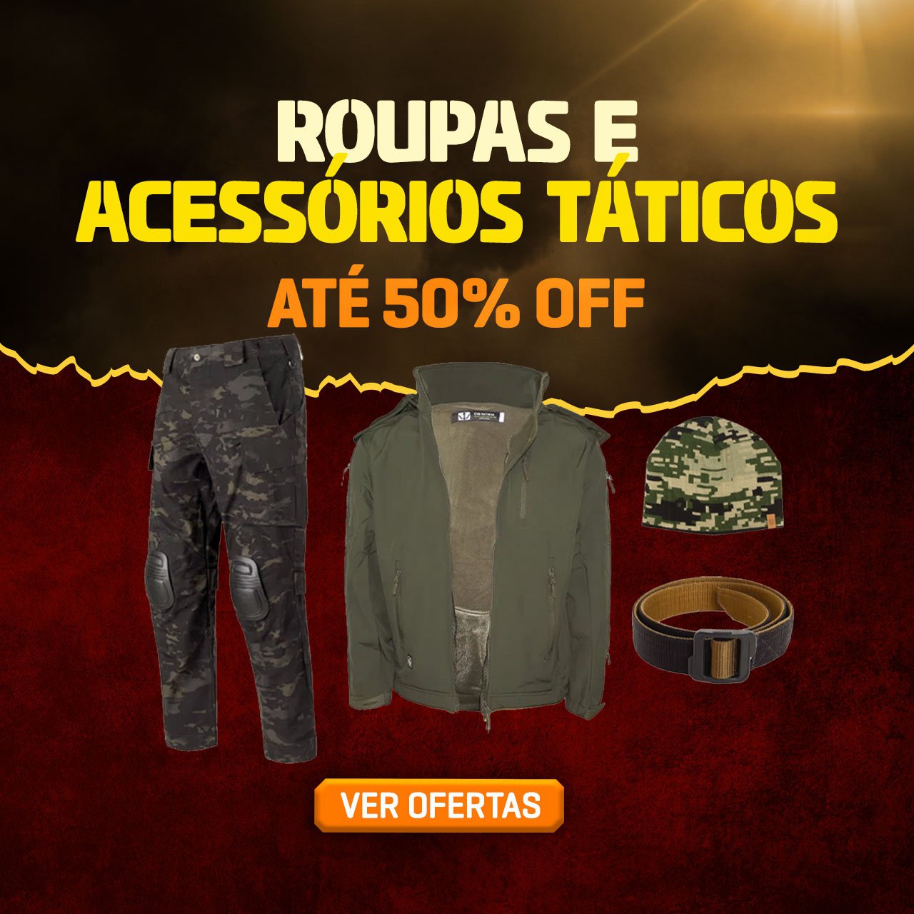 Roupas e Acessórios Táticos - Até 50% OFF
