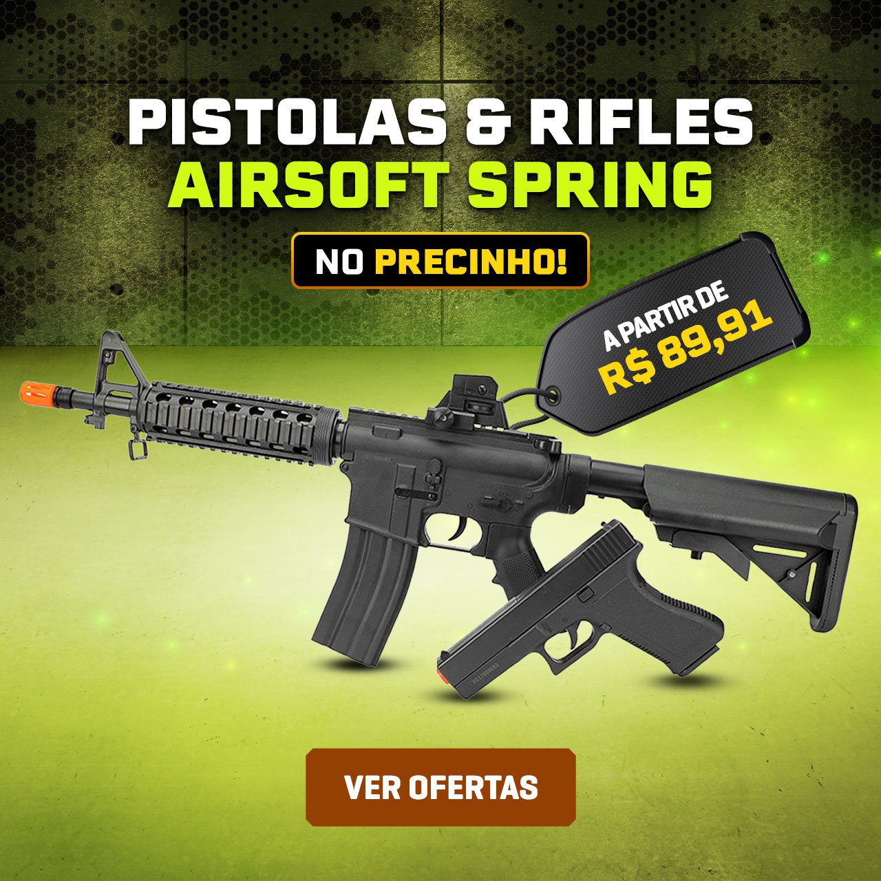 PISTOLAS & RIFLES AIRSOFT SPRING - No precinho à partir de R$ 89,91