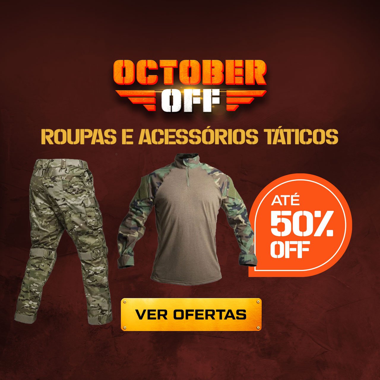 Roupas e Acessórios Táticos - Até 50% OFF