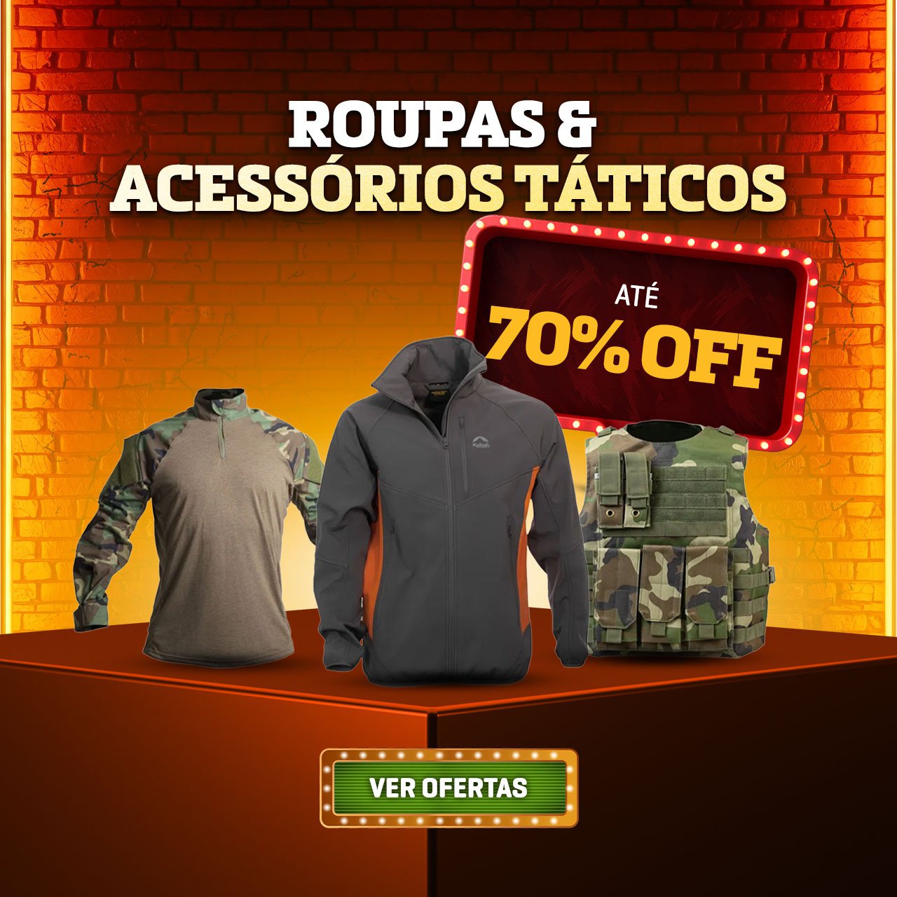 Roupas & Acessórios Táticos - Até 70% OFF