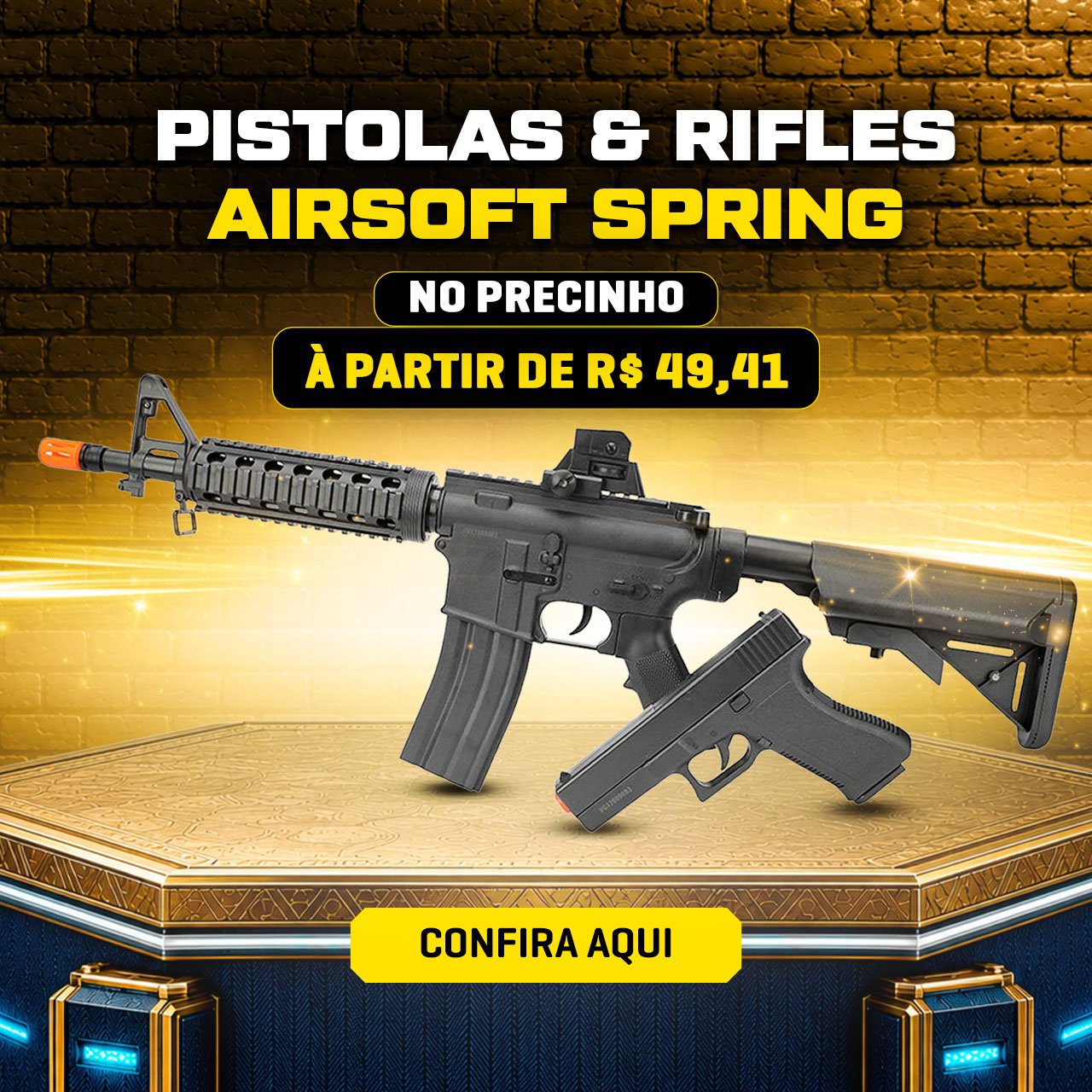 PISTOLAS & RIFLES AIRSOFT SPRING - NO precinho à partir de R$ 49,41