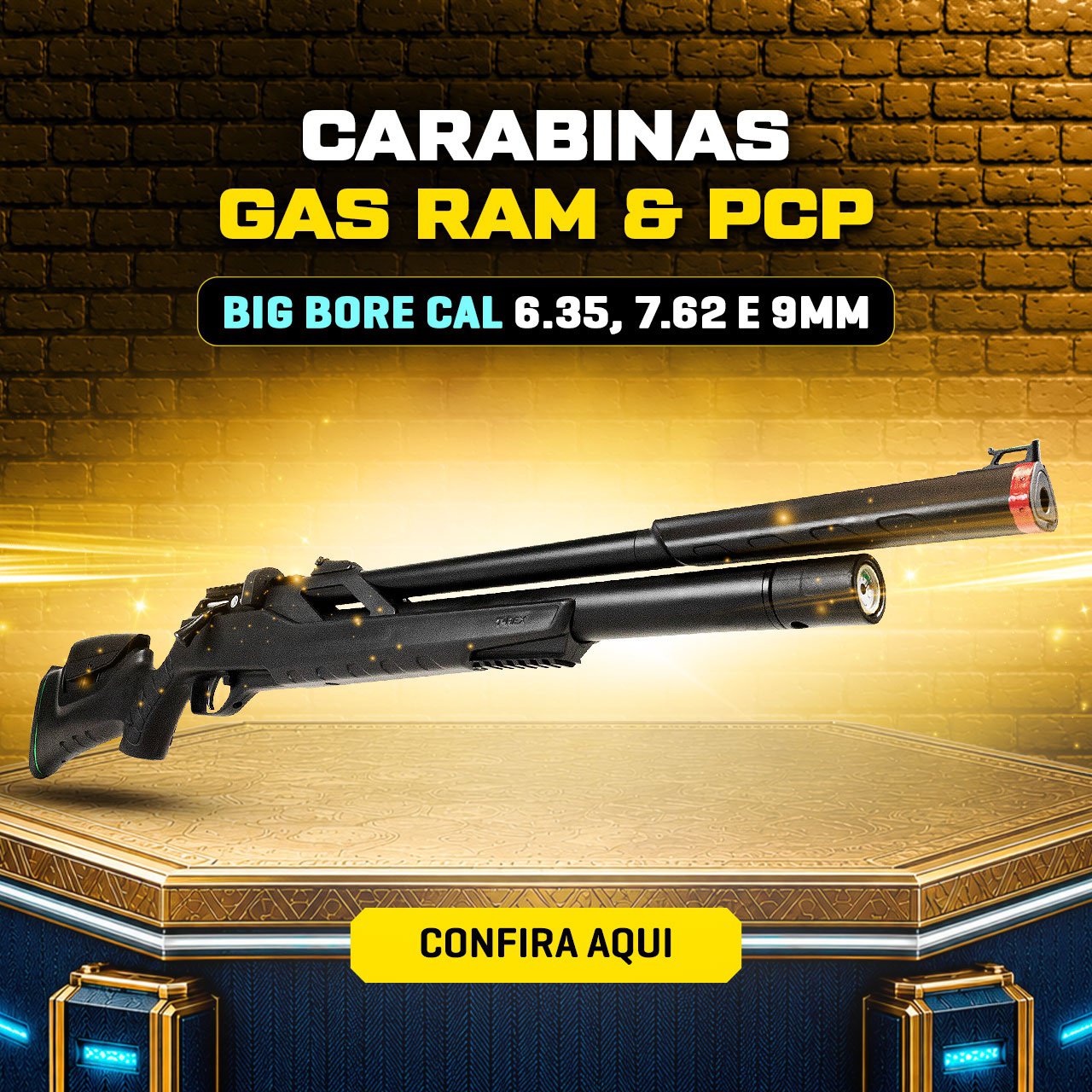 CARABINAS GAS RAM & PCP - BIG BORE CAL 6.35, 7.62 e 9mm