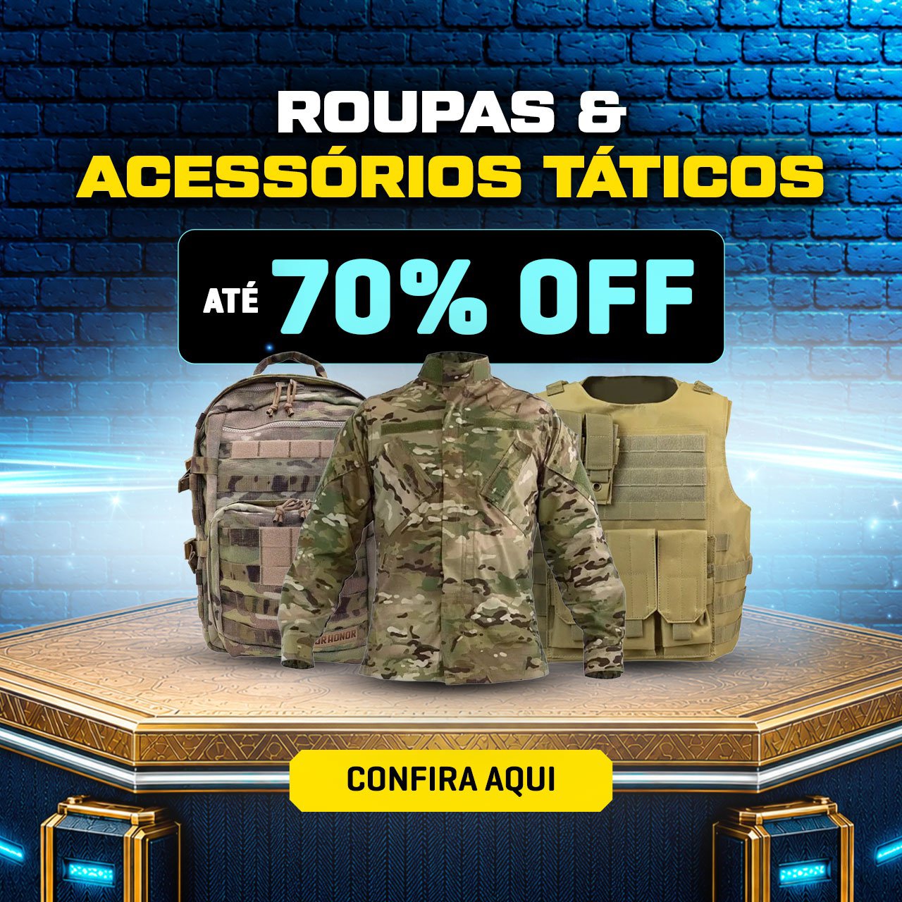 Roupas & Acessórios Táticos - Até 70% OFF
