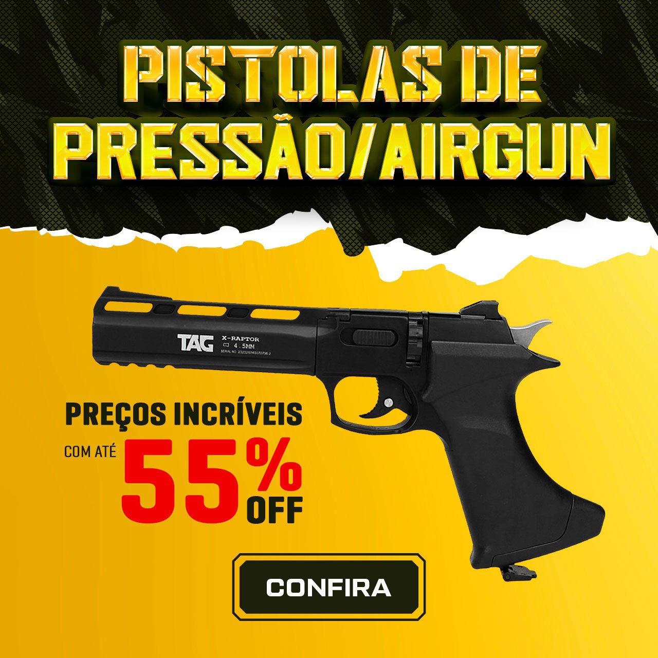Pistolas de Pressão/Airguns  -preços incríveis com até 55% OFF