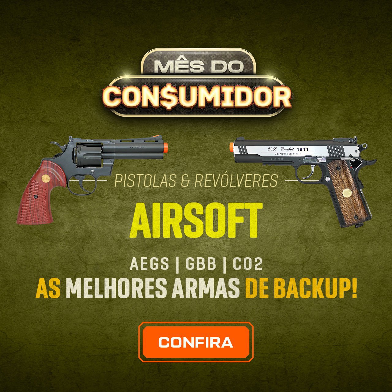 Pistolas & Revolveres Airsoft - AEGs - GBB - CO2 - As melhores Armas de Backup!
