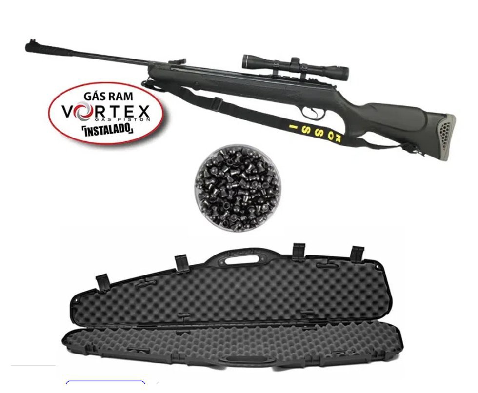 Carabina De Pressão Hatsan Ht 125 Vortex Combo Especial - Cal 5,5mm + Pistão Pneumático + Luneta 4x32 + Bandoleira + Chumbinho + Case Plano