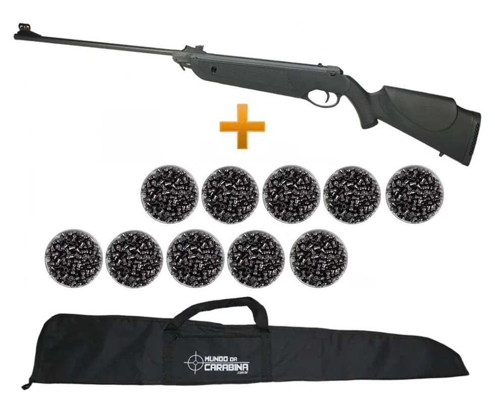 Carabina De Pressão Nova Dione Black Cal 5,5mm - 3° Geração + 10 Chumbinhos + Capa 45 - Rossi