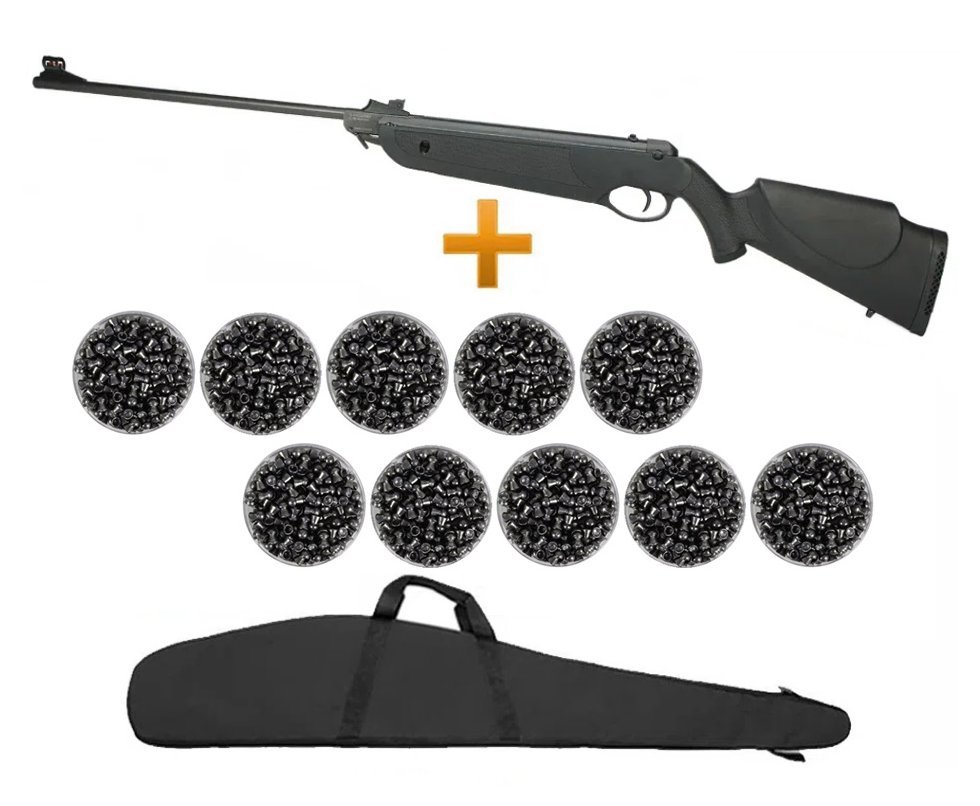 Carabina De Pressão Nova Dione Black Cal 4,5mm - 3° Geração + 10 Chumbinhos + Capa 45 - Rossi