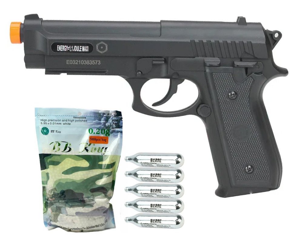 Pistola De Airsoft Co2 Taurus Pt92 6mm Cybergun + 05 Co2 + 4000bbs 0,20g