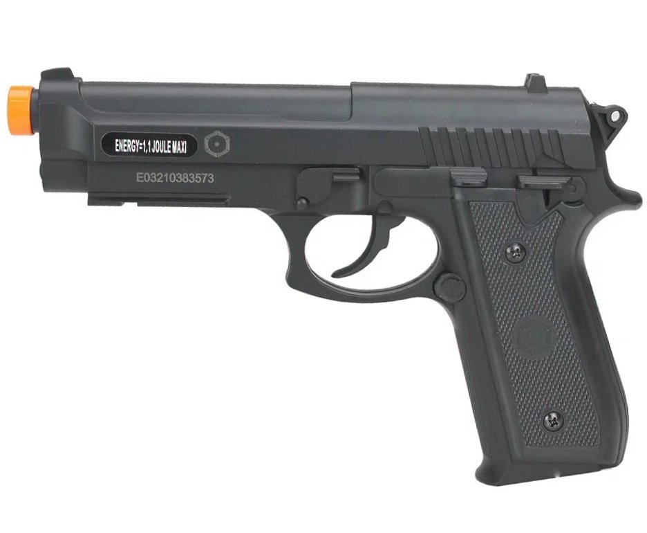 Pistola De Airsoft Co2 Taurus Pt92 Preta 6mm Cybergun + 02 Cilndro Co2 12g + Maleta