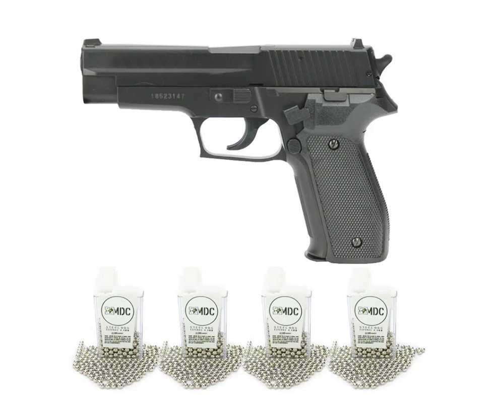 Pistola De Pressão Sig Sauer P226 Mola Slide Metal Cal 4,5mm + 04 Esferas Metal - Cybergun