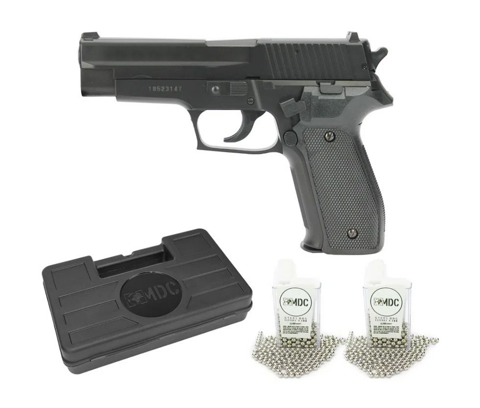 Pistola De Pressão Sig Sauer P226 Mola Slide Metal Cal 4,5mm + 02 Esferas Metal + Case - Cybergun