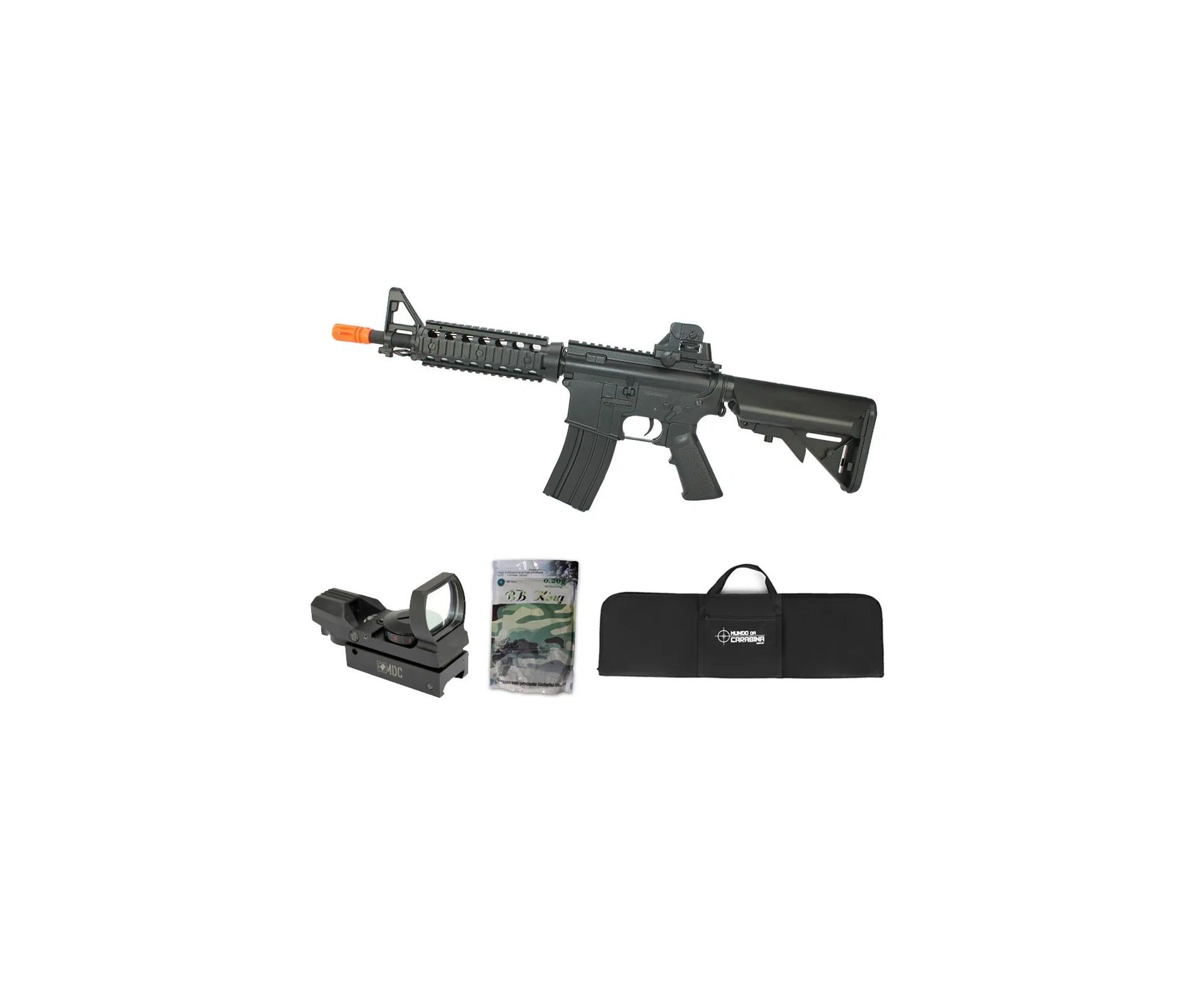 Rifle De Airsoft M4a1 Cqb Ris Cm506 Cal 6mm - Eletrico Bivolt - Cyma + Red Dot 1x22 + 4000 Esferas 0,20g + Capa