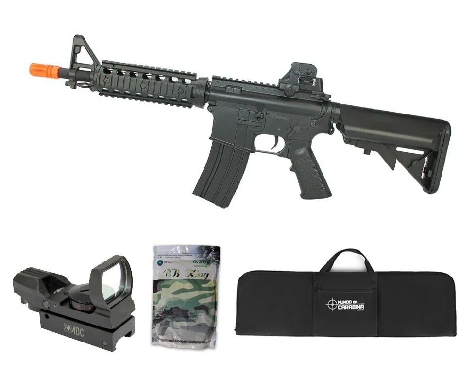 Rifle De Airsoft M4a1 Cqb Ris Cm506 Cal 6mm - Eletrico Bivolt - Cyma + Red Dot 1x22 + 4000 Esferas 0,20g + Capa