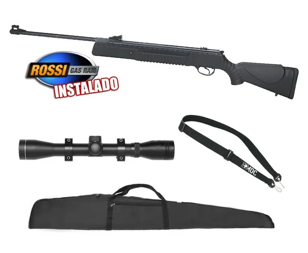 Carabina De Pressão Hatsan Ht 80 5,5 Mm C/ Pistão Pneumático Instalado Luneta 4x32 Rossi Capa