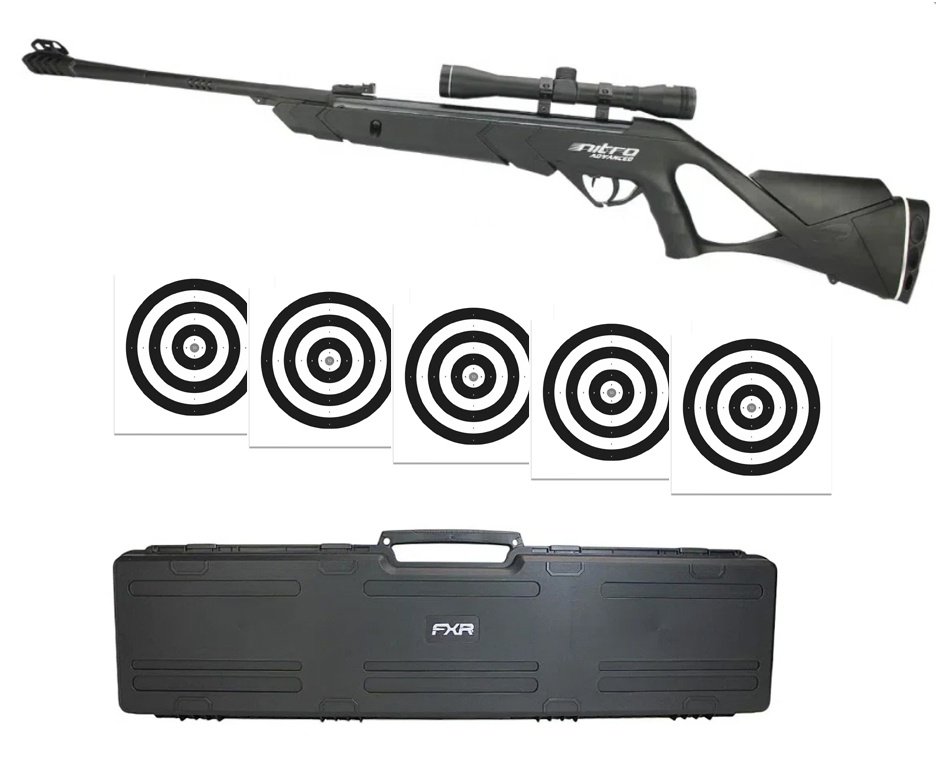 Carabina De Pressão Cbc F18 Advanced Nitro - Cal 4,5 + Luneta 4x32 + Case Rigido + 50 Alvos Descartáveis