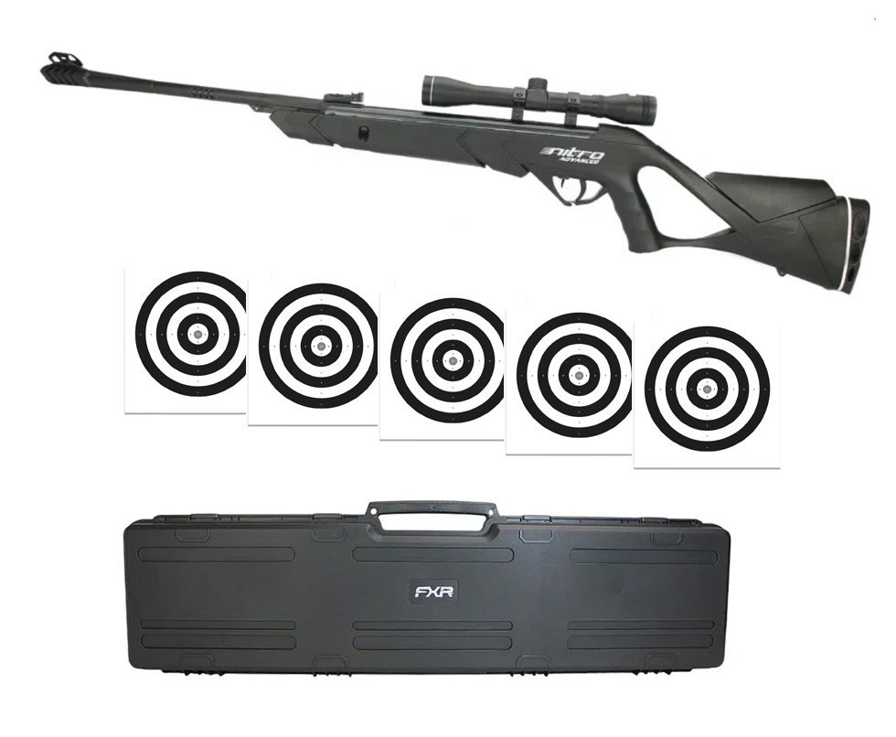 Carabina De Pressão Cbc F18 Advanced Nitro - Cal 4,5 + Luneta 4x32 + Case Rigido + 50 Alvos Descartáveis