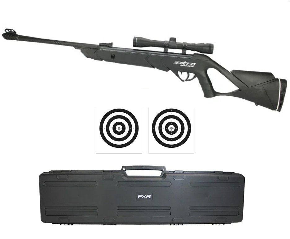 Carabina De Pressão Cbc F22 Advanced Nitro - Cal 5,5 + Luneta 4x32 + Case Rigido + 50 Alvos Descartáveis