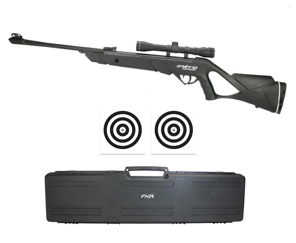 Carabina De Pressão Cbc F22 Advanced Nitro - Cal 5,5 + Luneta 4x32 + Case Rigido + 50 Alvos Descartáveis
