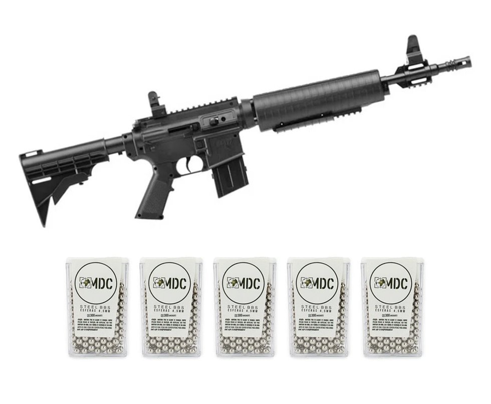 Carabina De Ar Crosman M4-177 Multi Pump - 4,5 Mm + 1500 Esferas Metalicas