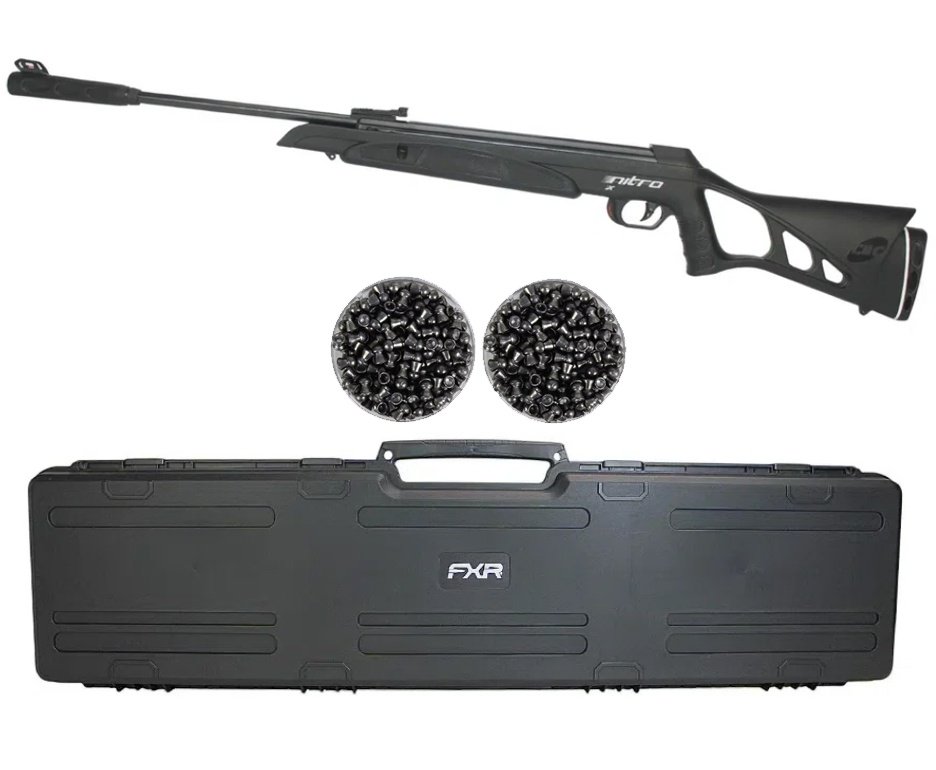 Carabina De Pressão Cbc Nitro-x 1000 - Calibre 5,5mm + Case + Chumbinhos
