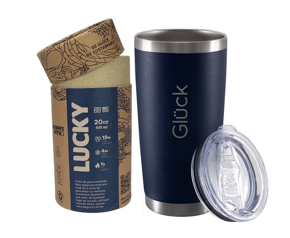 Copo Térmico Para Cerveja Lucky 591ml Inox Night Blue - Gluck