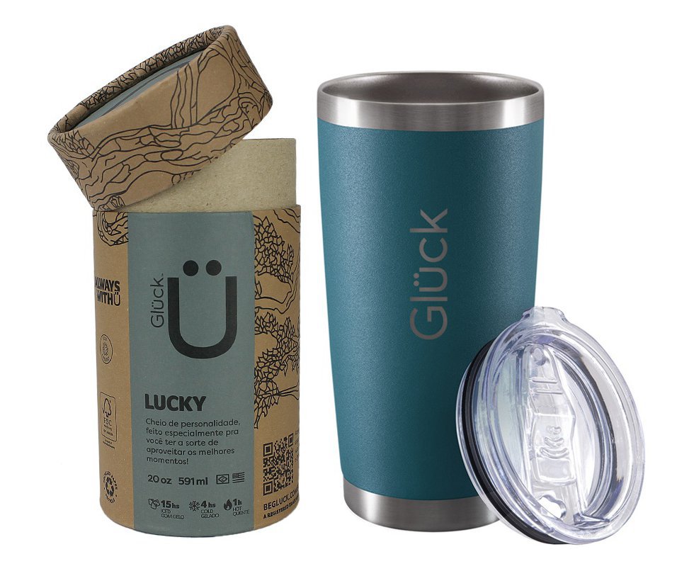 Copo Térmico Para Cerveja Lucky 591ml Inox Porsche Blue - Gluck