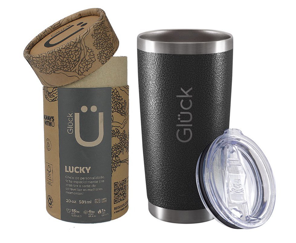 Copo Térmico Para Cerveja Lucky 591ml Inox Hammer Black - Gluck