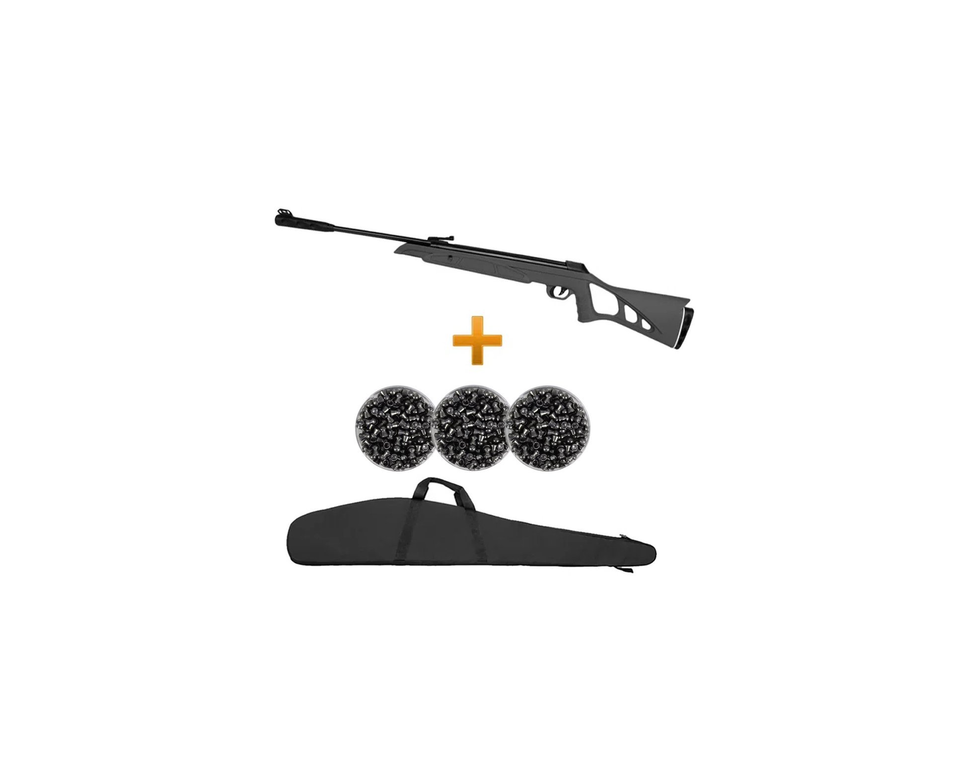 Carabina De Pressão Cbc Nitro Six - Cal. 6,0 Mm - Oxidada + Capa Almofada + 3 Chumbinhos