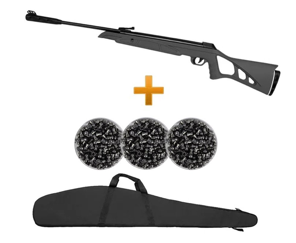 Carabina De Pressão Cbc Nitro Six - Cal. 6,0 Mm - Oxidada + Capa Almofada + 3 Chumbinhos