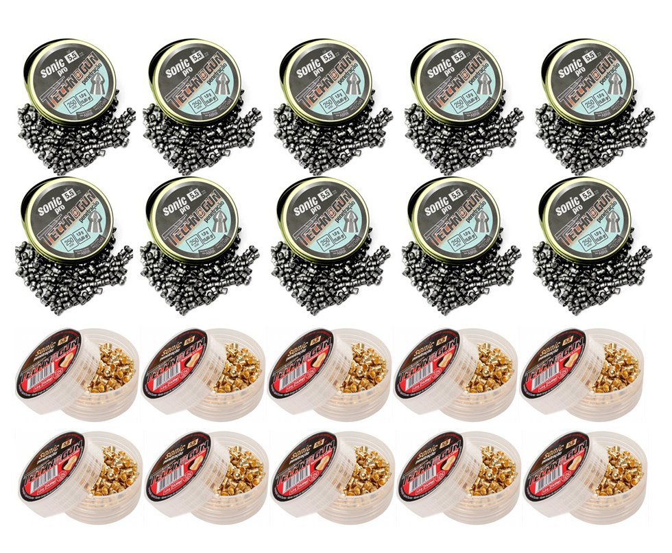 Kit Chumbinho Calibre 5,5 Mm - Com 10 Latas Sonic 125unds + 10 Latas Sonic Pro 250unds