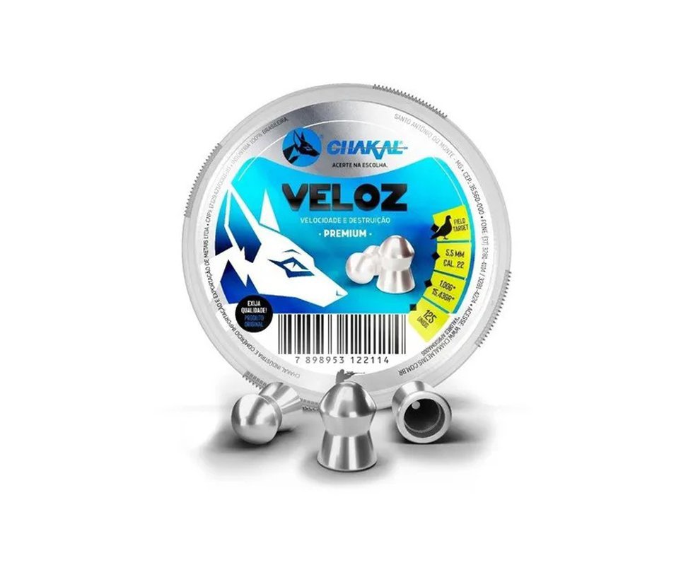 Chumbinho Veloz Calibre 5,5 Mm - 125 Unidades - Chakal