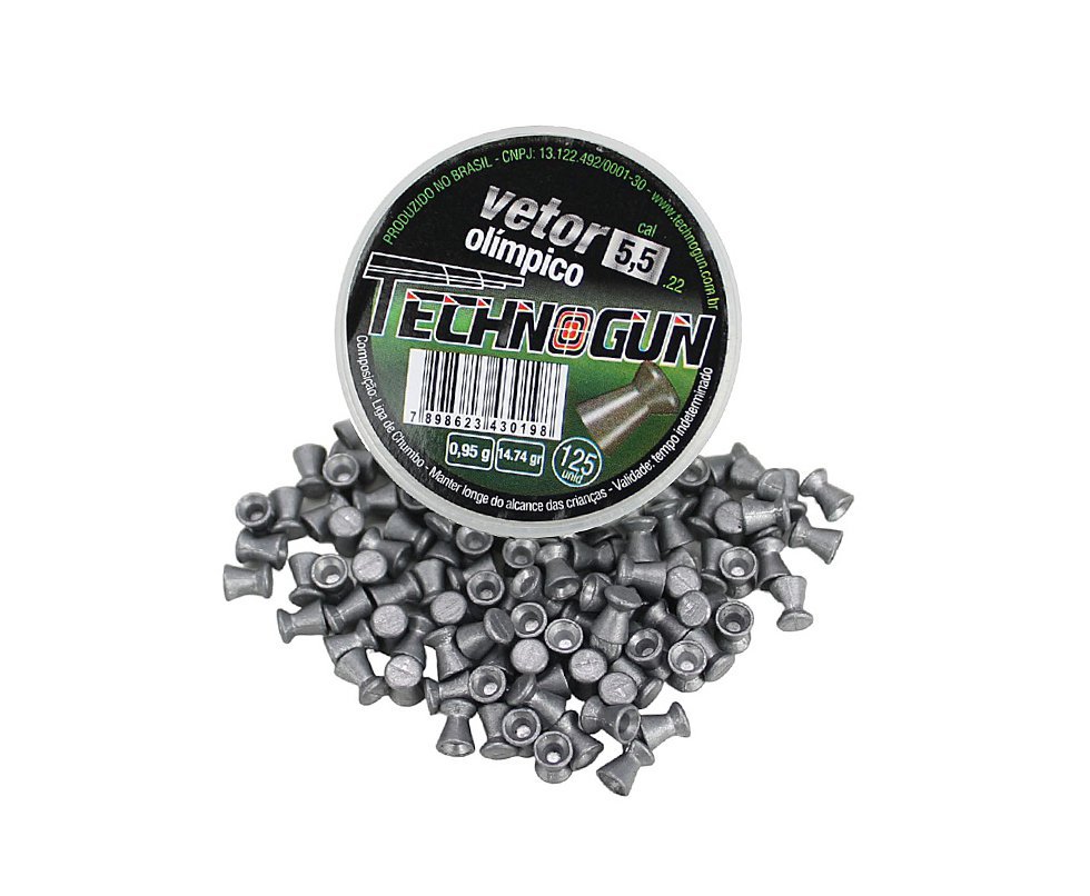 Chumbinho Vetor - Calibre 5,5 Mm - Com 125 Unidades - Technogun