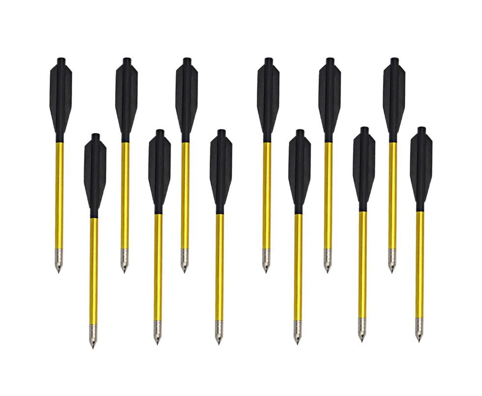 Kit 12 Setas De Alumínio Para Besta / Balestra - Ponteira Metal - 6,5" - Man Kung