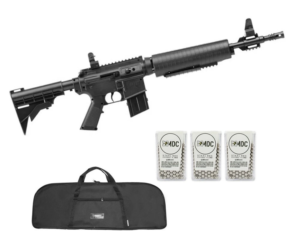 Carabina De Ar Crosman M4 177 Mult Pump Cal 4.5 + Capa Especial + Esferas Metalicas