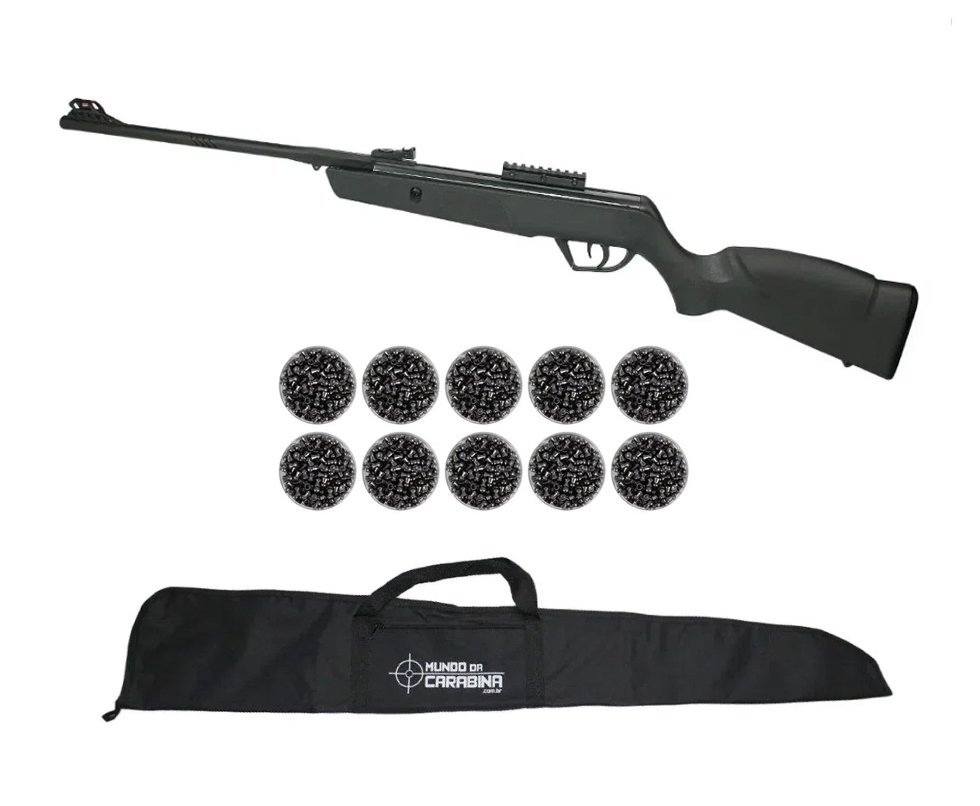 Carabina De Pressão Cbc Jade Mais Cal 5,5mm Preta + 10lt Chumbinhos + Capa 45