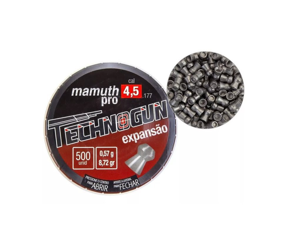 Chumbinho Mamuth Pró - Calibre 4,5mm - Com 500 Unidades - Technogun