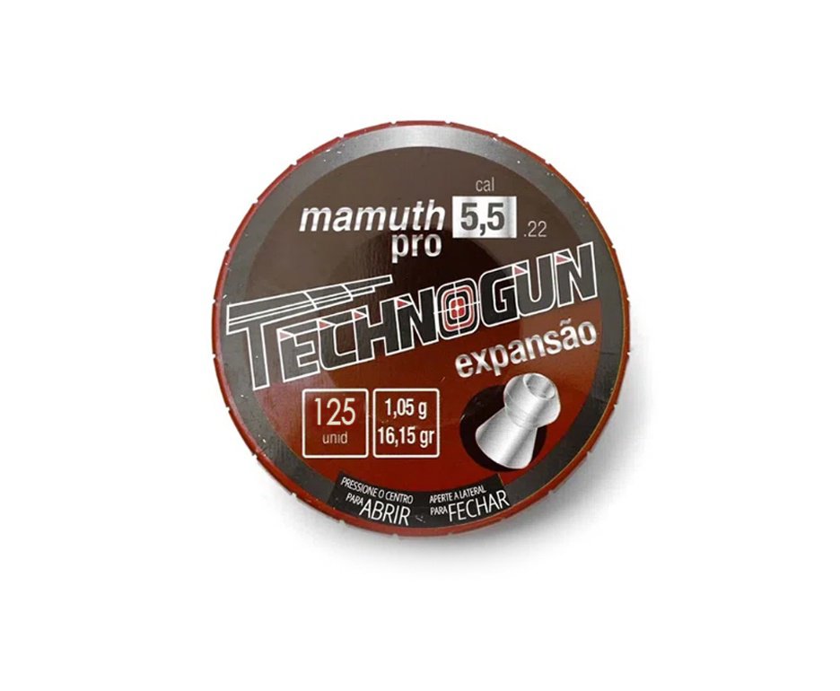 Chumbinho Mamuth Pró - Calibre 5,5mm - Pote Com 125 Pcs - Technogun
