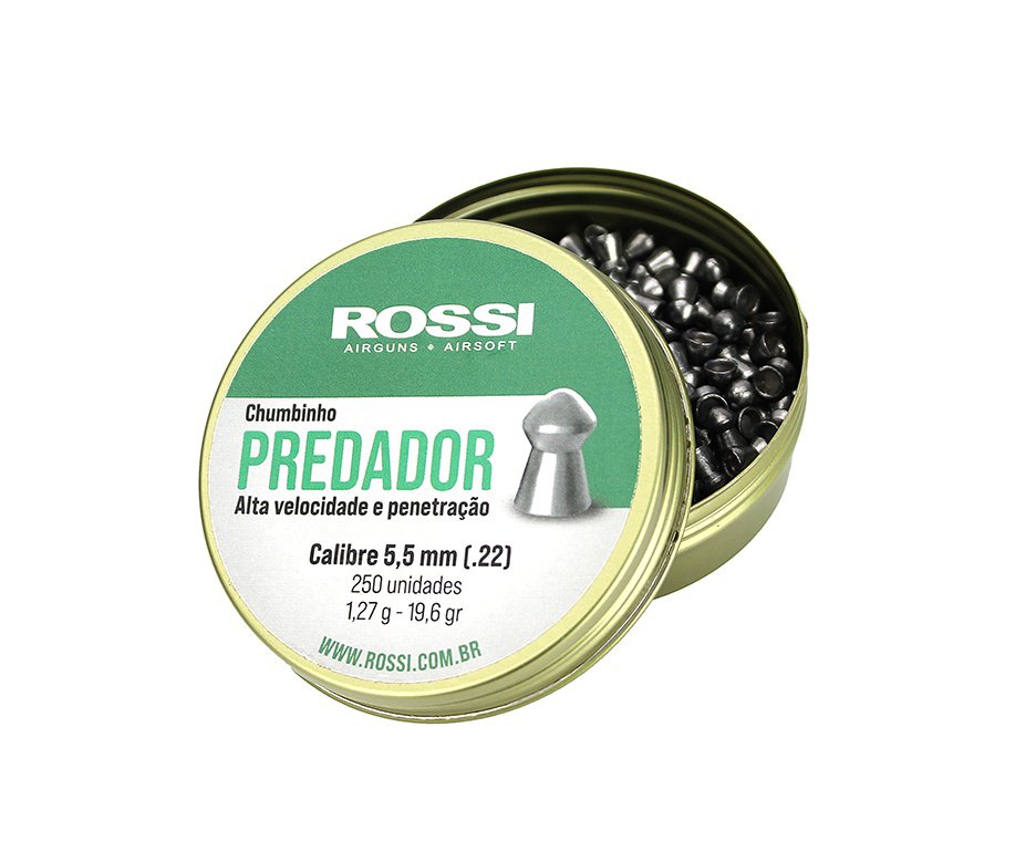 Chumbinho Rossi Predador 5,5mm Lata Com 250un - Rossi