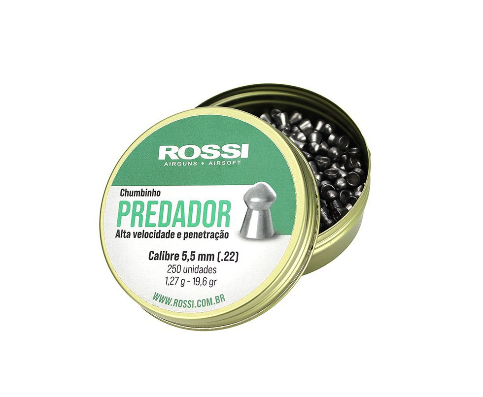 Chumbinho Rossi Predador 5,5mm Lata Com 250un - Rossi