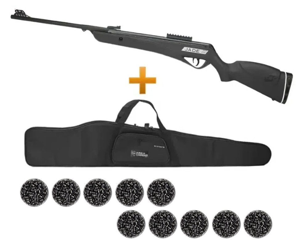 Carabina De Pressão Jade Pro Preta Oxidada Cal 5.5mm CBC + 10 Lt Chumbinhos + Capa