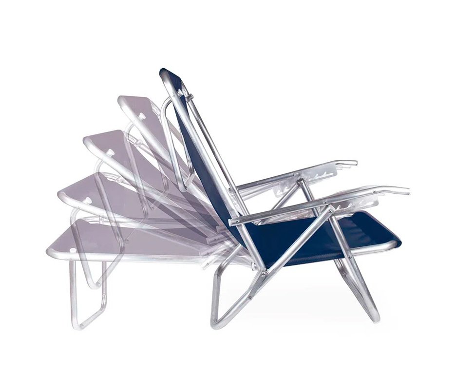 Cadeira Reclinável 5 Pos Alumínio Azul - Mor