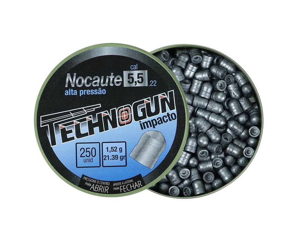 Chumbinho Technogun Nocaute Impacto 5,5mm Com 250uni