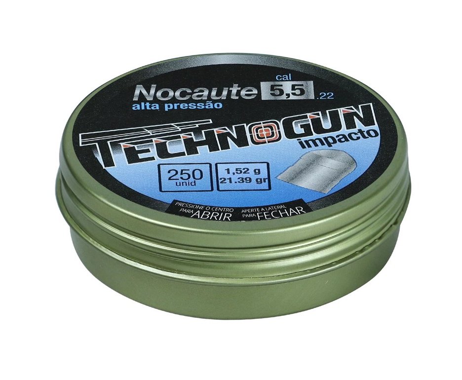 Chumbinho Technogun Nocaute Impacto 5,5mm Com 250uni